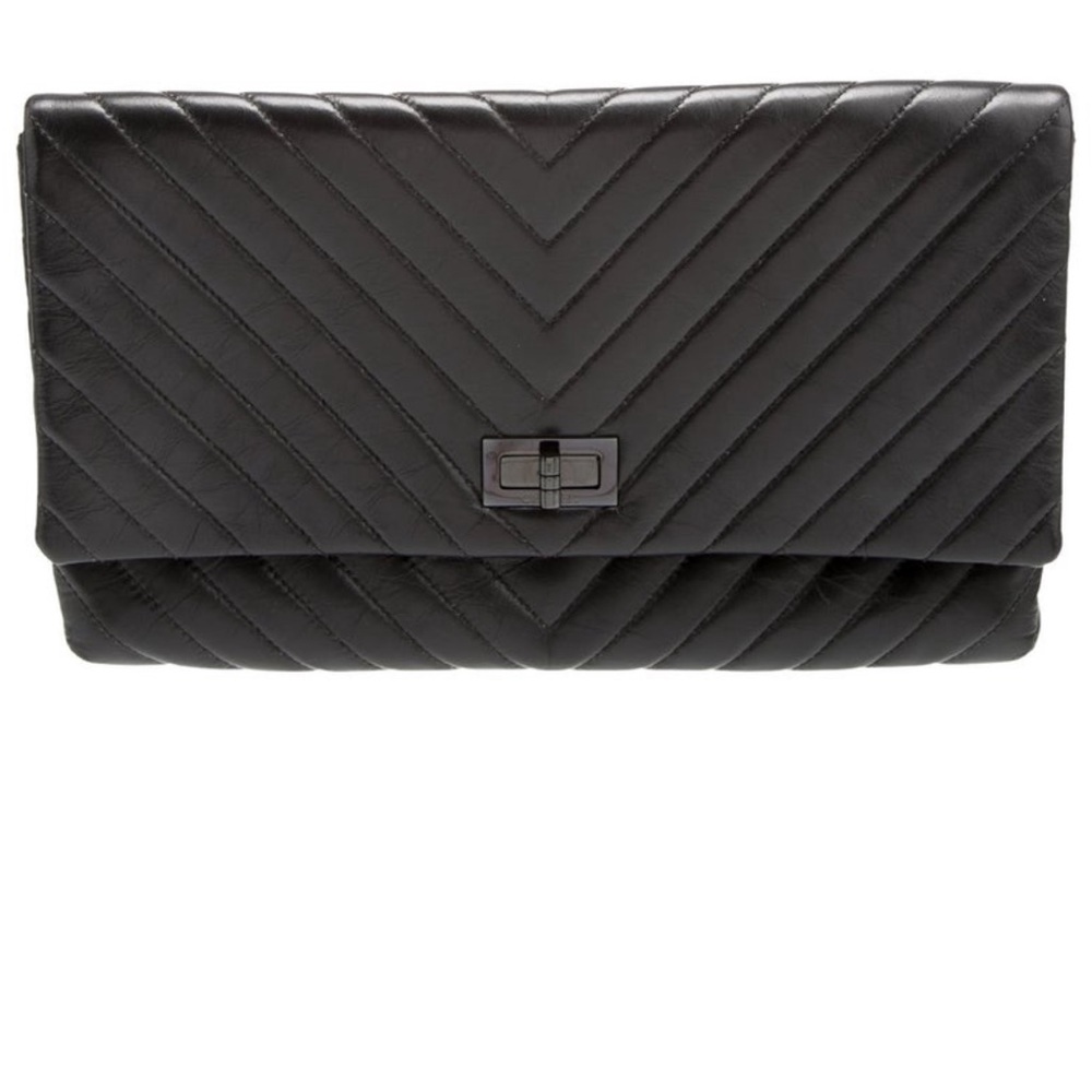 CHANEL Black Chevron Reissue Flap Clutch